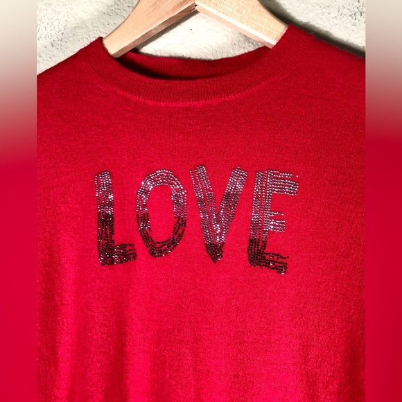 ZADIG&VOLTAIRE Red Merino Wool Love Print Sweater - Picture 8 of 10